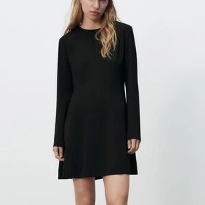 Zara Black Long Sleeve Knit Dress